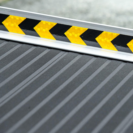 Folding Aluminium Wheelchair Ramp 152 x 73cm 272kg Capacity with Non-Skid Surface & Transition Plates - Black