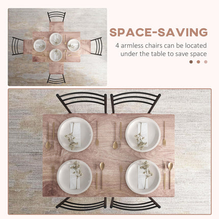 5 Piece Dining Table and 4 Chairs Set Space Saving Compact Kitchen - Brown & Black