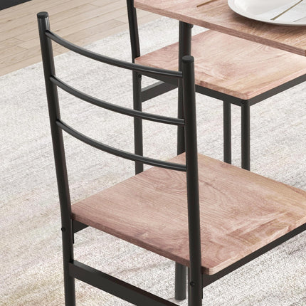5 Piece Dining Table and 4 Chairs Set Space Saving Compact Kitchen - Brown & Black