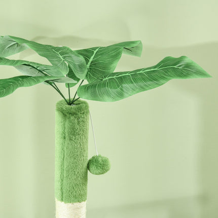 142cm Cat Tree Tower with Scratching Post, Hammock & Toy Ball - Green