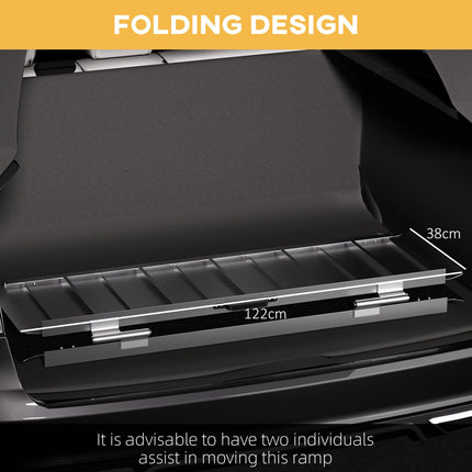 Folding Aluminium Wheelchair Threshold Ramp 122 x 73cm 272kg Capacity with Non-Skid Surface & Transition Plates - Black