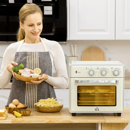 7-in-1 20L Convection Toaster Oven with Air Fryer - Cream White
