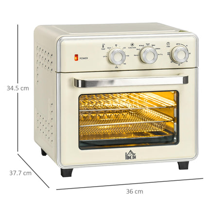 7-in-1 20L Convection Toaster Oven with Air Fryer - Cream White