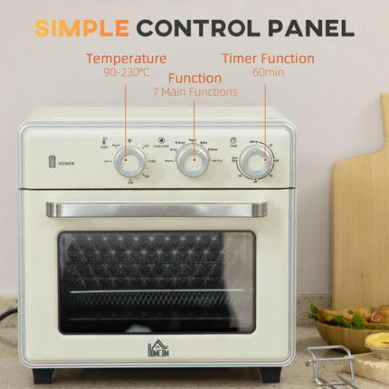 7-in-1 20L Convection Toaster Oven with Air Fryer - Cream White