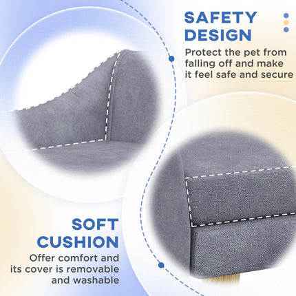 Dog Couch with Soft Cushion and Wooden Frame for Medium and Large Dogs - Grey