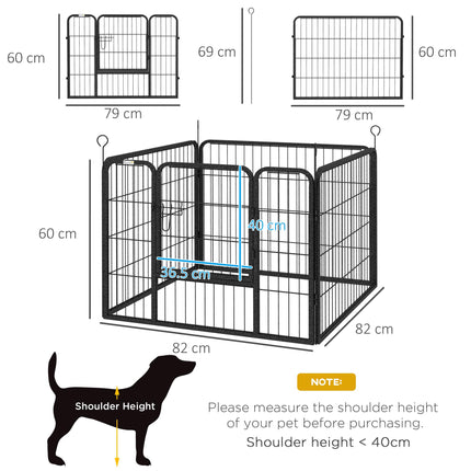 Heavy Duty Foldable 4-Panel Dog Playpen 82x82x60 cm - Grey