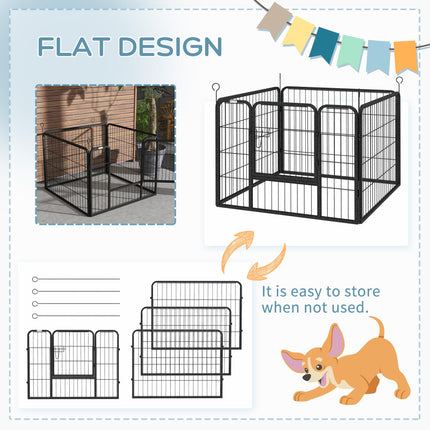 Heavy Duty Foldable 4-Panel Dog Playpen 82x82x60 cm - Grey