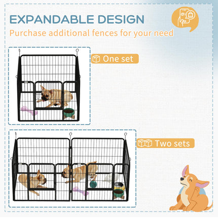 Heavy Duty Foldable 4-Panel Dog Playpen 82x82x60 cm - Grey