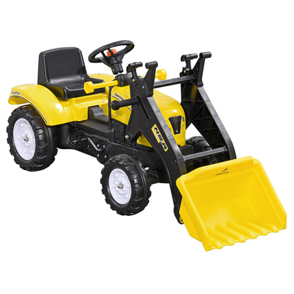 Pedal Go Kart Ride-On Excavator with Front Loader Digger for 3 Years Old - Yellow and Black