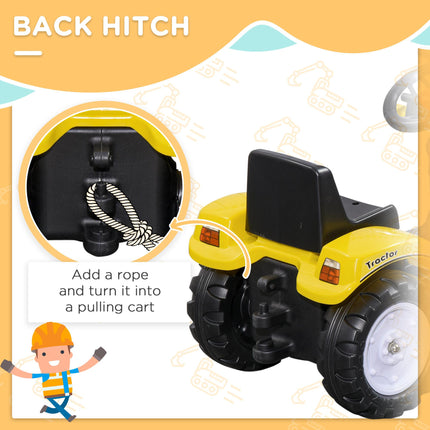 Pedal Go Kart Ride-On Excavator with Front Loader Digger for 3 Years Old - Yellow and Black