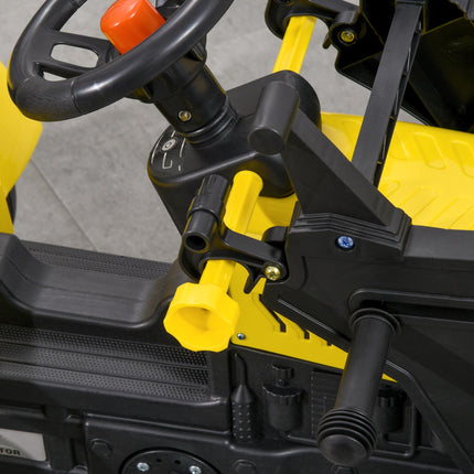 Pedal Go Kart Ride-On Excavator with Front Loader Digger for 3 Years Old - Yellow and Black