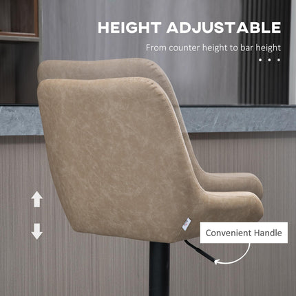 Adjustable Retro Bar Stools Set of 2 with Padded Seats and Swivel - Light Khaki