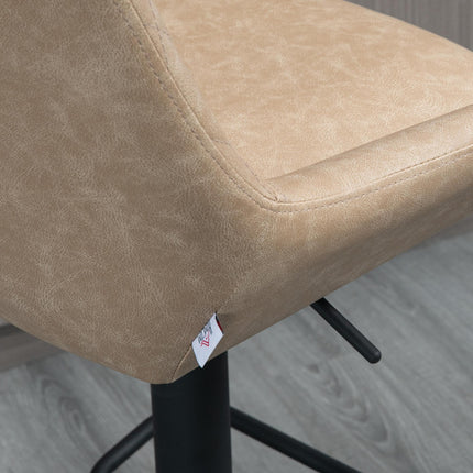 Adjustable Retro Bar Stools Set of 2 with Padded Seats and Swivel - Light Khaki