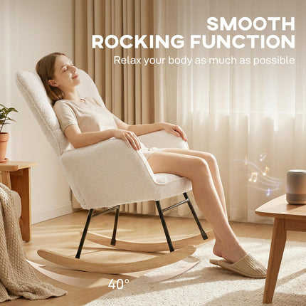 Wingback Nursing Rocking Chair with Berber Fleece Upholstery - Beige