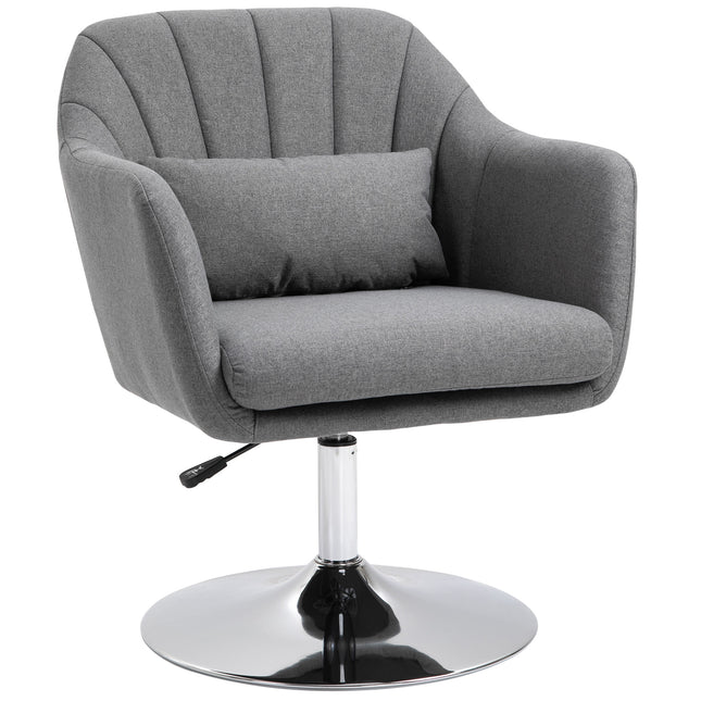 Retro Swivel Accent Chair with Adjustable Height and Lumbar Support - Dark Grey