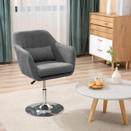 Retro Swivel Accent Chair with Adjustable Height and Lumbar Support - Dark Grey