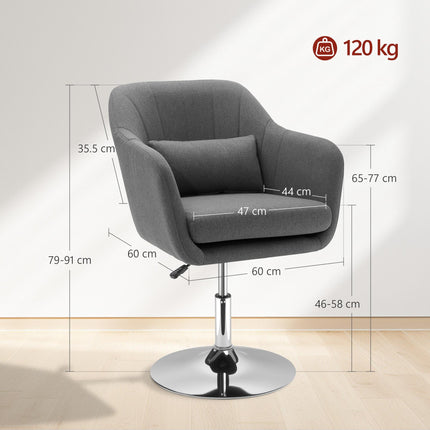 Retro Swivel Accent Chair with Adjustable Height and Lumbar Support - Dark Grey