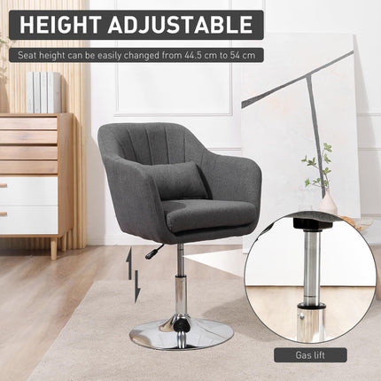 Retro Swivel Accent Chair with Adjustable Height and Lumbar Support - Dark Grey