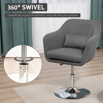 Retro Swivel Accent Chair with Adjustable Height and Lumbar Support - Dark Grey