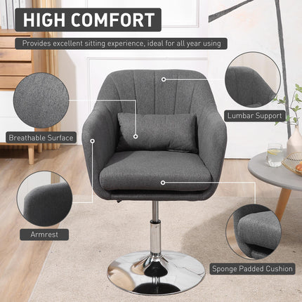 Retro Swivel Accent Chair with Adjustable Height and Lumbar Support - Dark Grey