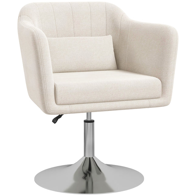 Modern Swivel Accent Chair with Adjustable Height and Pillow - Cream White