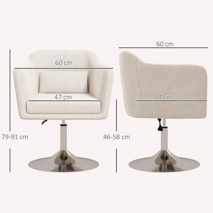 Modern Swivel Accent Chair with Adjustable Height and Pillow - Cream White