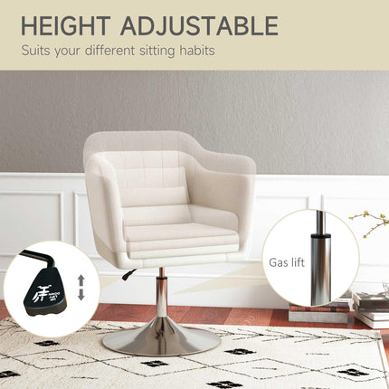 Modern Swivel Accent Chair with Adjustable Height and Pillow - Cream White
