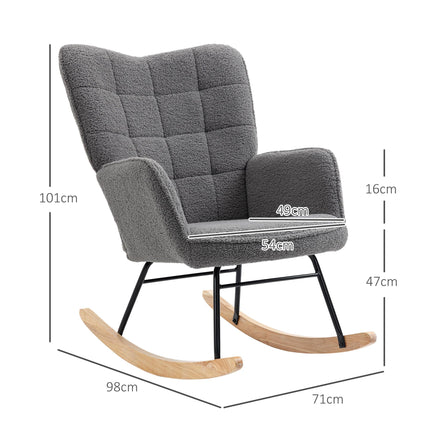 Wingback Nursing Rocking Chair with Berber Fleece Upholstery - Dark Grey