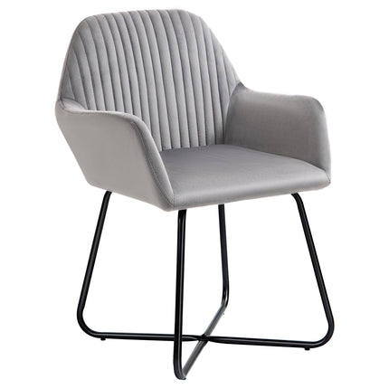 Modern Upholstered Accent Chair with Metal Base for Living Room - Grey
