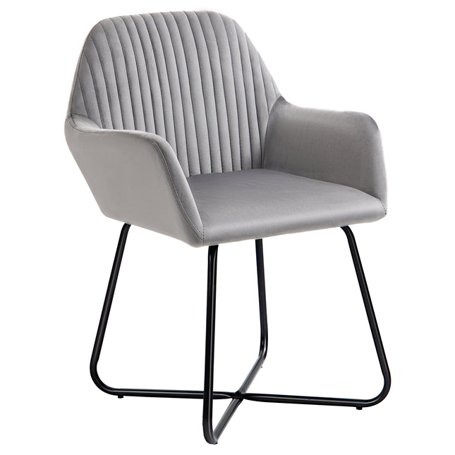 Modern Upholstered Accent Chair with Metal Base for Living Room - Grey
