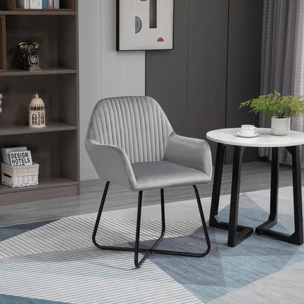 Modern Upholstered Accent Chair with Metal Base for Living Room - Grey