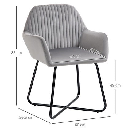 Modern Upholstered Accent Chair with Metal Base for Living Room - Grey