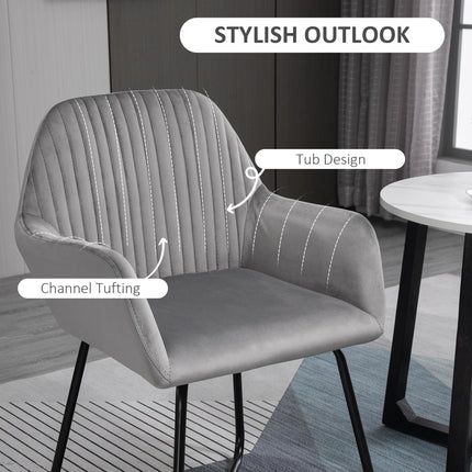 Modern Upholstered Accent Chair with Metal Base for Living Room - Grey