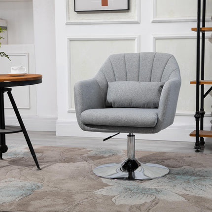 Contemporary Swivel Accent Chair with Adjustable Height and Lumbar Support - Neutral Grey