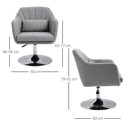 Contemporary Swivel Accent Chair with Adjustable Height and Lumbar Support - Neutral Grey