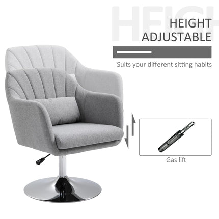 Contemporary Swivel Accent Chair with Adjustable Height and Lumbar Support - Neutral Grey