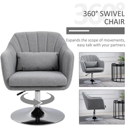 Contemporary Swivel Accent Chair with Adjustable Height and Lumbar Support - Neutral Grey