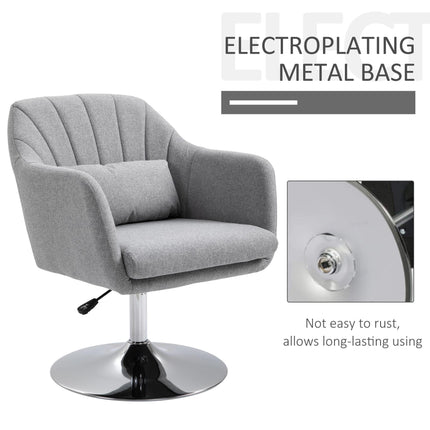 Contemporary Swivel Accent Chair with Adjustable Height and Lumbar Support - Neutral Grey