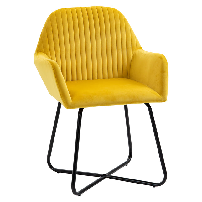 Modern Upholstered Accent Chair with Metal Base - Yellow