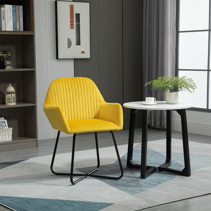 Modern Upholstered Accent Chair with Metal Base - Yellow