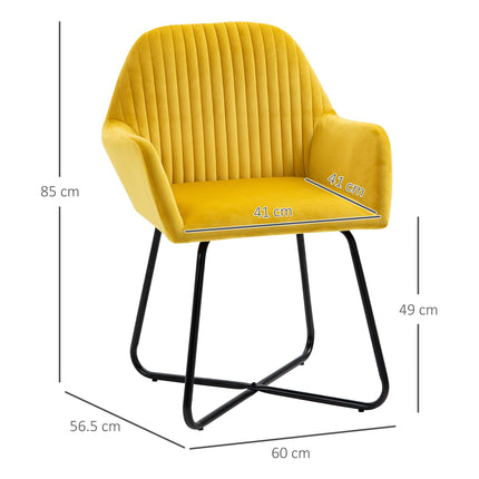 Modern Upholstered Accent Chair with Metal Base - Yellow
