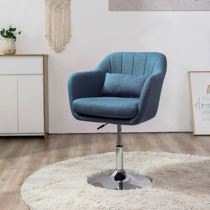 Retro Swivel Accent Chair with Adjustable Height and Lumbar Support - Beige