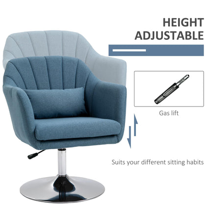 Retro Swivel Accent Chair with Adjustable Height and Lumbar Support - Beige