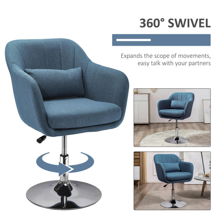 Retro Swivel Accent Chair with Adjustable Height and Lumbar Support - Beige