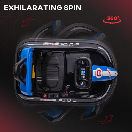 Electric Kids 6V Battery Powered Bumper Car with 360° Rotation, 2 Speeds, Music & LED Lights for 18-48 Months - Black