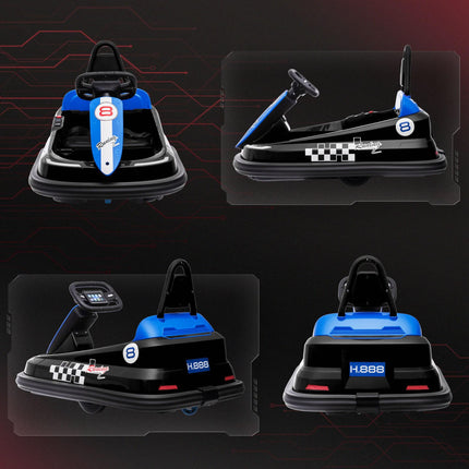 Electric Kids 6V Battery Powered Bumper Car with 360° Rotation, 2 Speeds, Music & LED Lights for 18-48 Months - Black