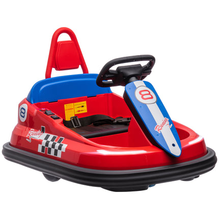 Electric Kids 6V Battery Powered Bumper Car with 360° Rotation, 2 Speeds, Music for 18-48 Months - Red
