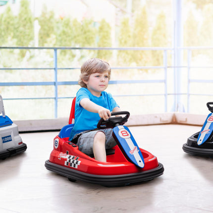 Electric Kids 6V Battery Powered Bumper Car with 360° Rotation, 2 Speeds, Music for 18-48 Months - Red