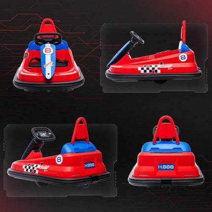 Electric Kids 6V Battery Powered Bumper Car with 360° Rotation, 2 Speeds, Music for 18-48 Months - Red