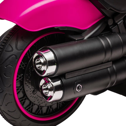 6V Electric Motorbike with Training Wheels and One-Button Start - Pink